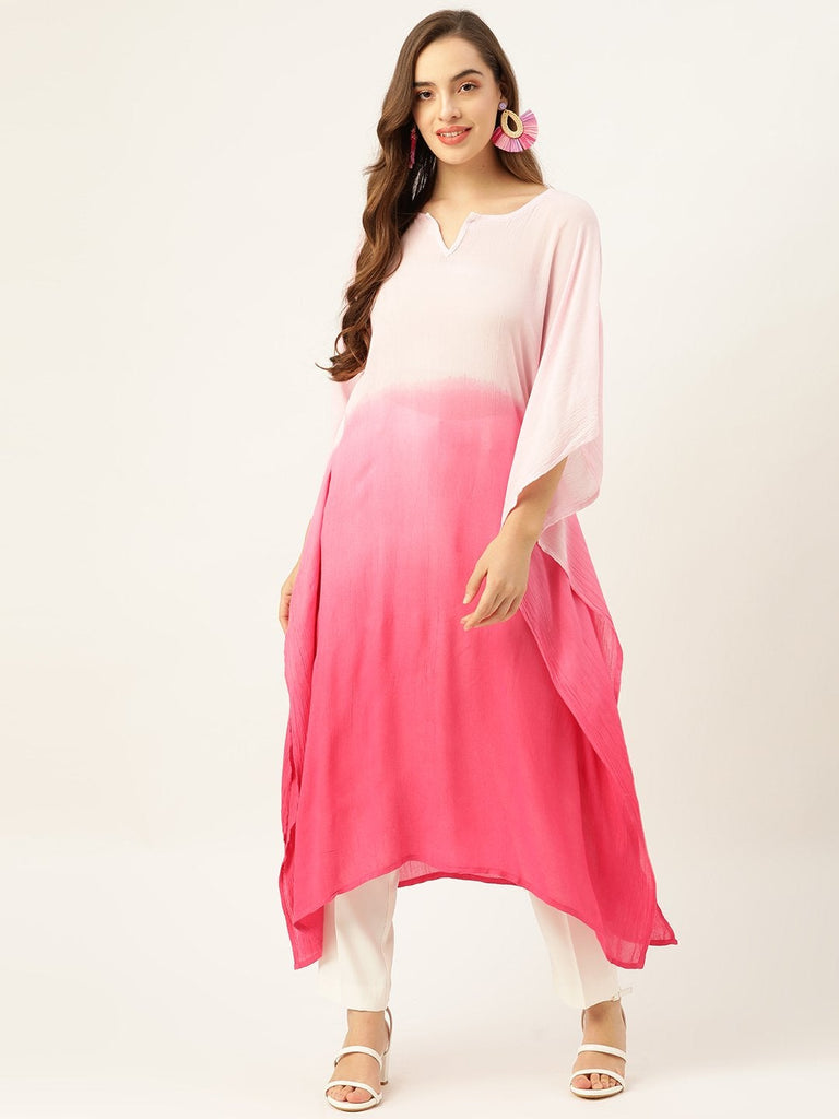Women's Ombre Pink Tie-Dye Kaftan Kurta
