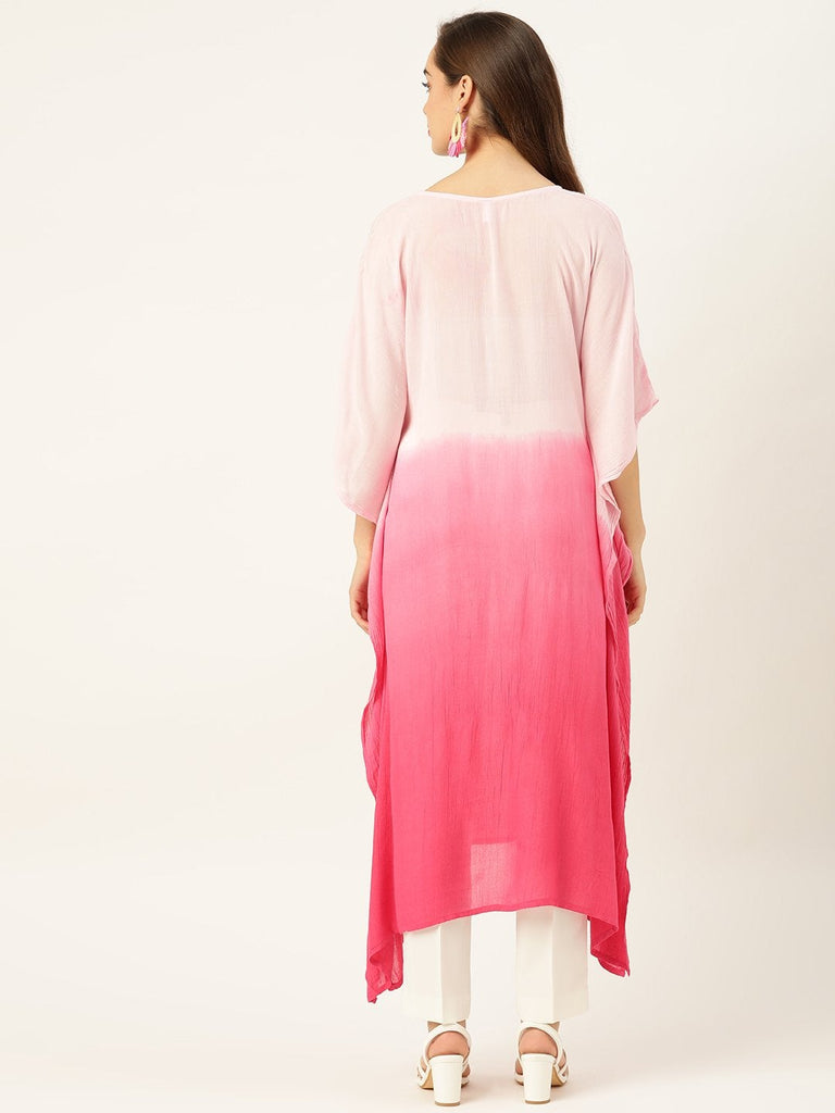 Women's Ombre Pink Tie-Dye Kaftan Kurta