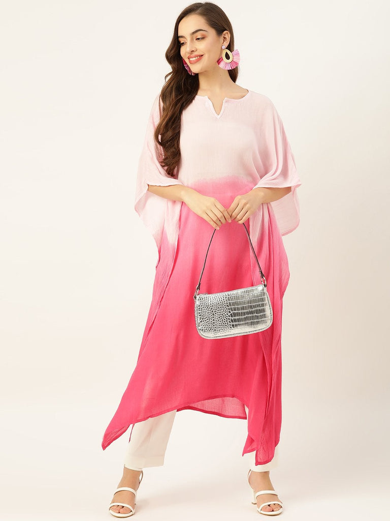 Women's Ombre Pink Tie-Dye Kaftan Kurta
