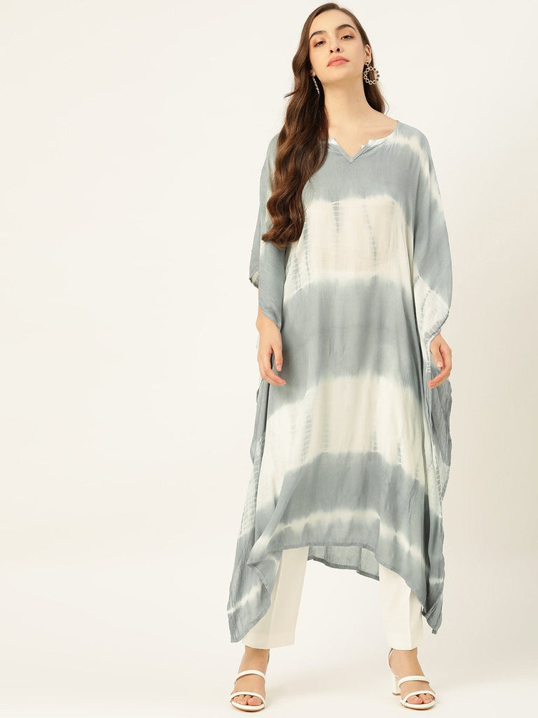 Women's Grey Tie-Dye Kaftan Kurta