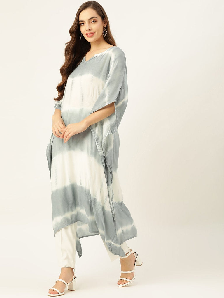 Women's Grey Tie-Dye Kaftan Kurta