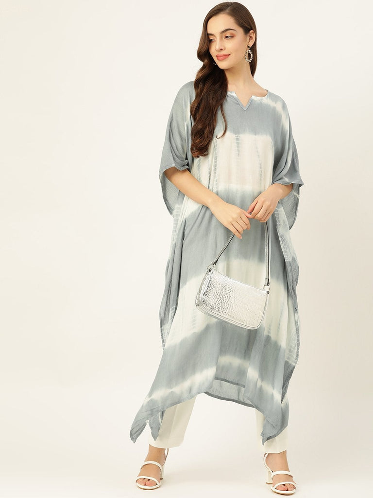 Women's Grey Tie-Dye Kaftan Kurta