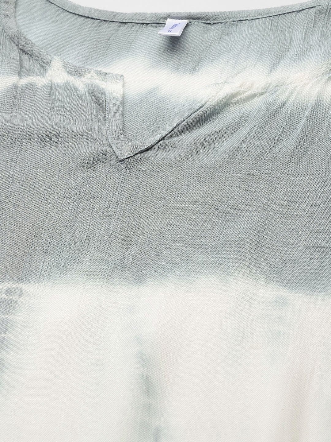 Women's Grey Tie-Dye Kaftan Kurta - Maaesa