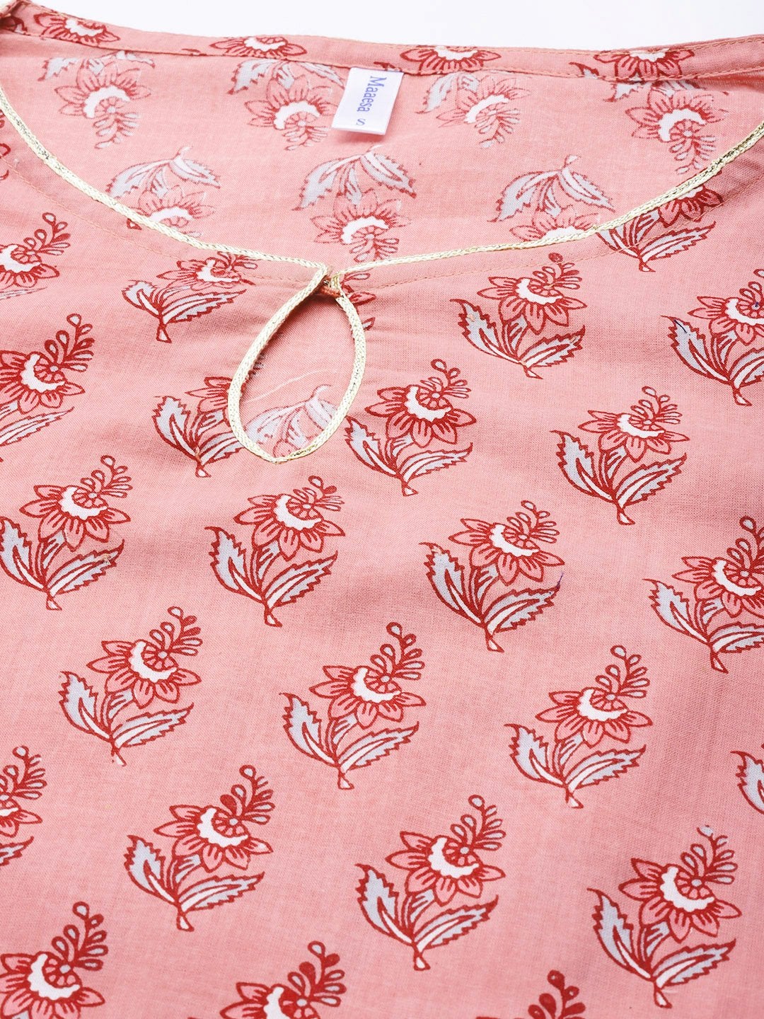 Women's Pink Printed Kurta With Dupatta & Trouser - Maaesa
