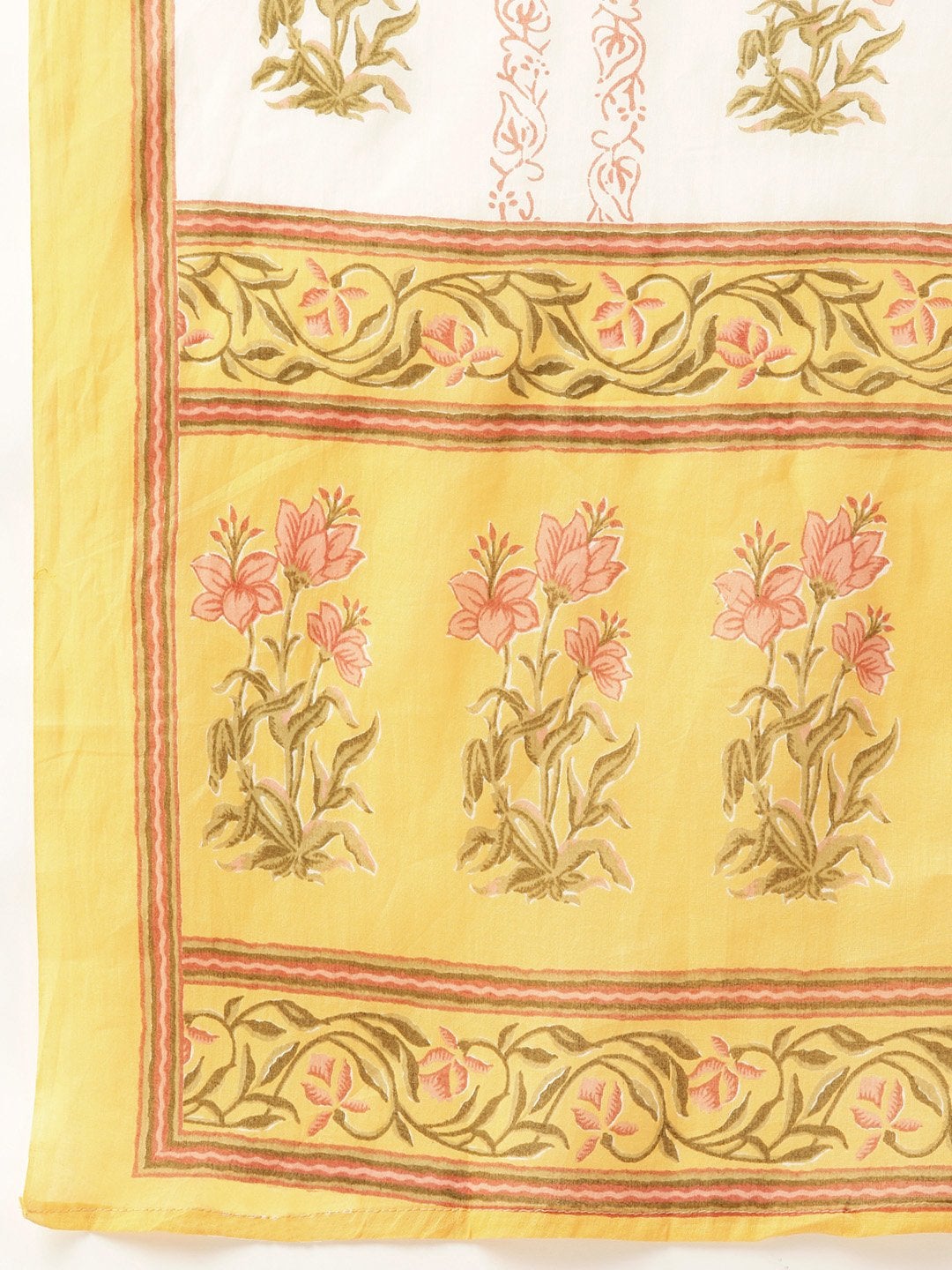 Women's Yellow Printed Kurta With Dupatta & Trouser - Maaesa