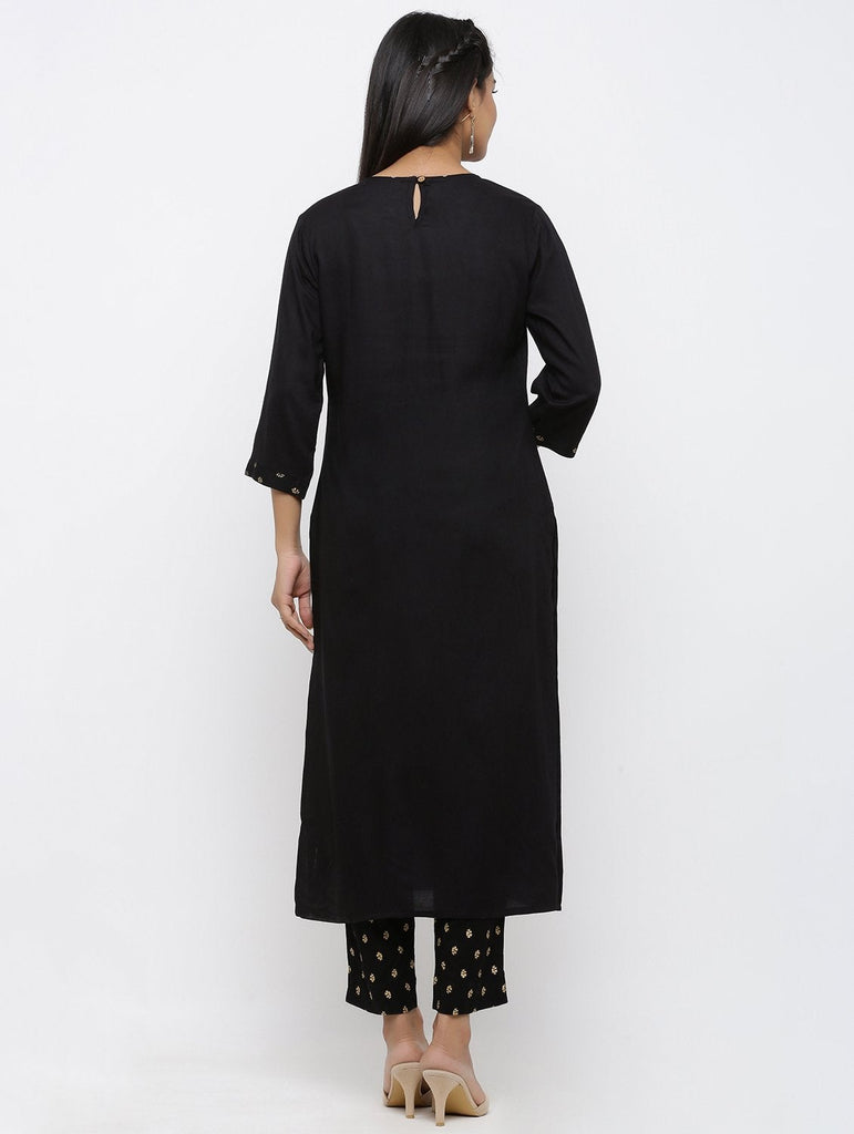 Women's Rayon Solid Straight Kurta Pant Set