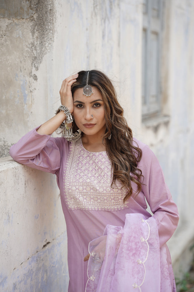 Women's Poly Silk Embroidered Kurta Pant With Dupatta