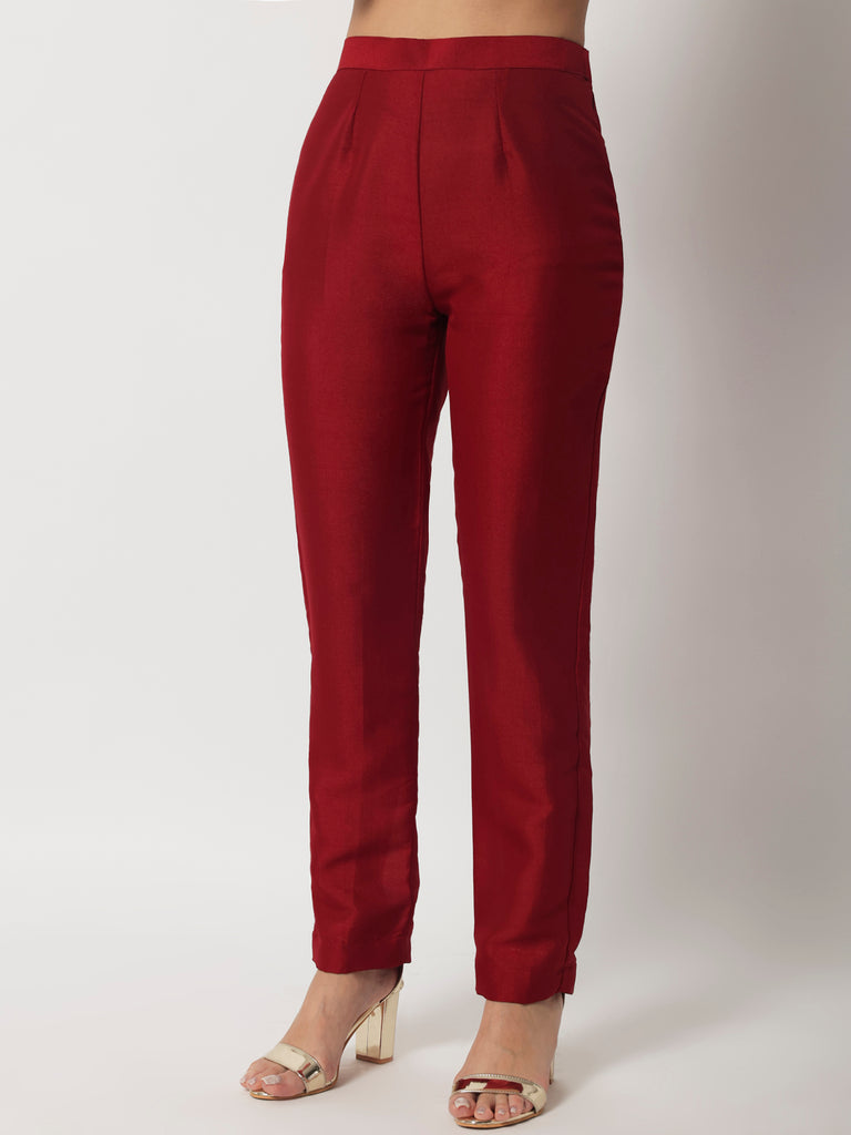 Women's Maroon Grace Straight Kurti With Straight Pants