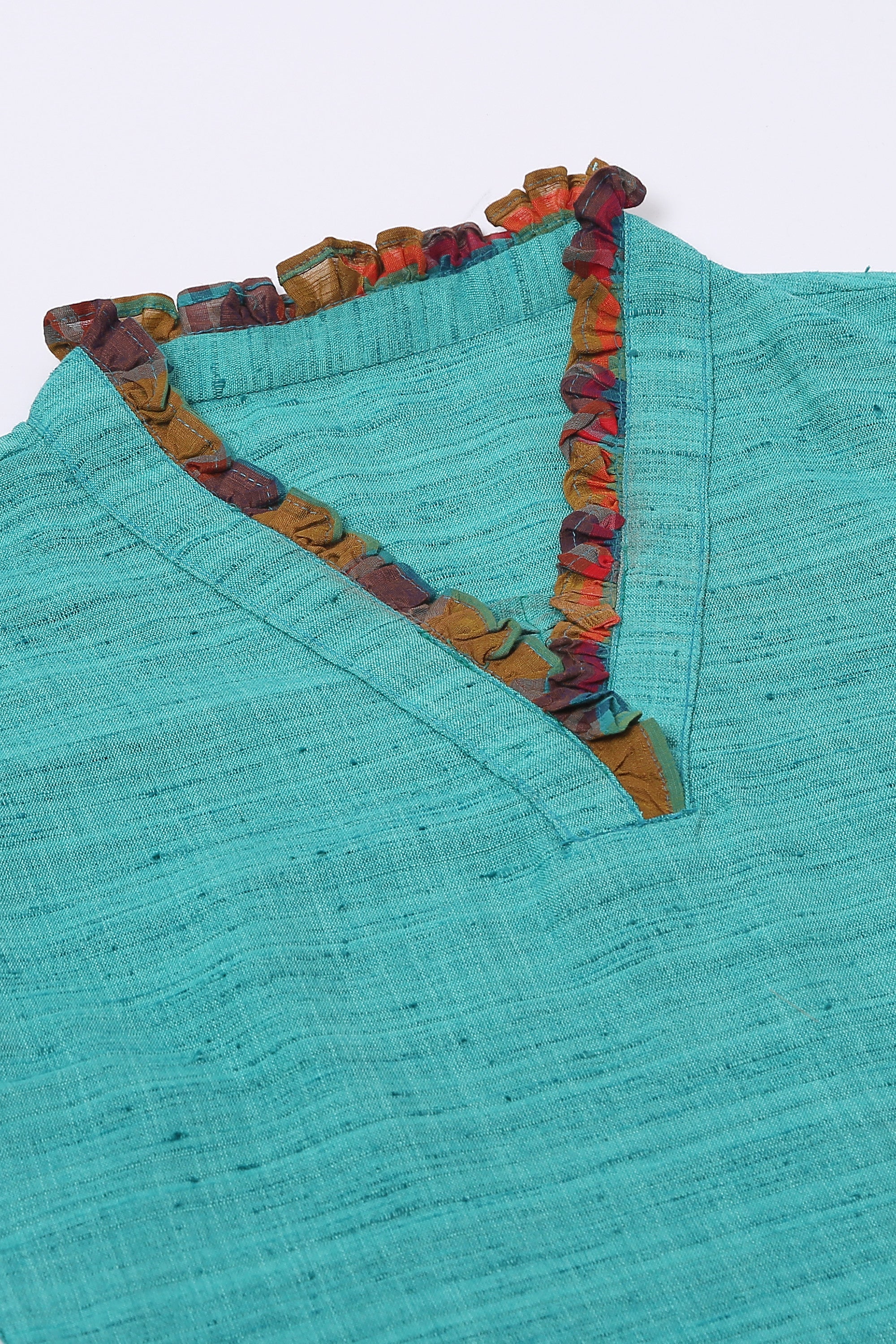Women's Turquoise Color Cotton Blend Solid Kurta Pant Set With Dupatta  - Vaaba