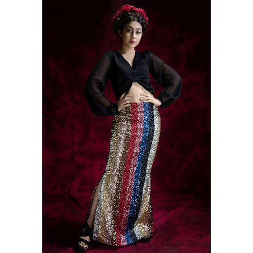 Women's Multicolor Sequins Skirt And Top - Khumaar- Shuchi Bhutani