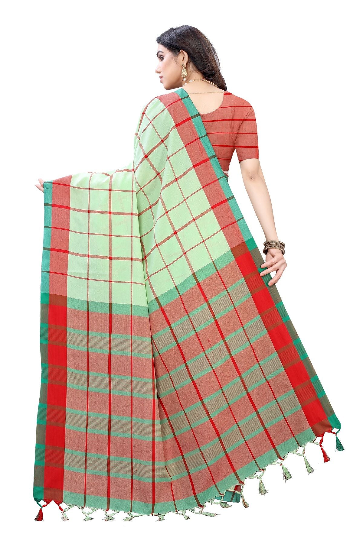 Women's Vamika Pista Green Cotton Silk Weaving Saree - Vamika