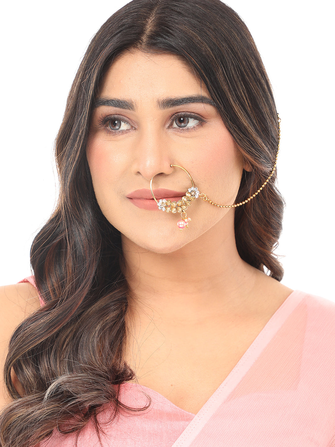 Bridal Nose Ring Kundan Golden Jewelry By Anikas Creation