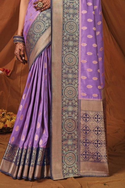 Women's Orchid Purple South Silk Saree - Karagiri