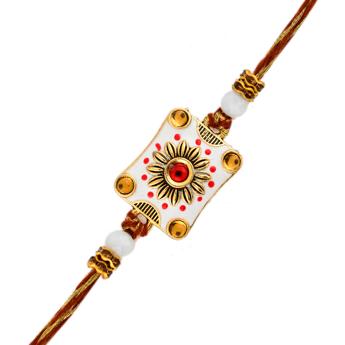 Classic Gems Studded Ethnic Thread Rakhi - Voylla