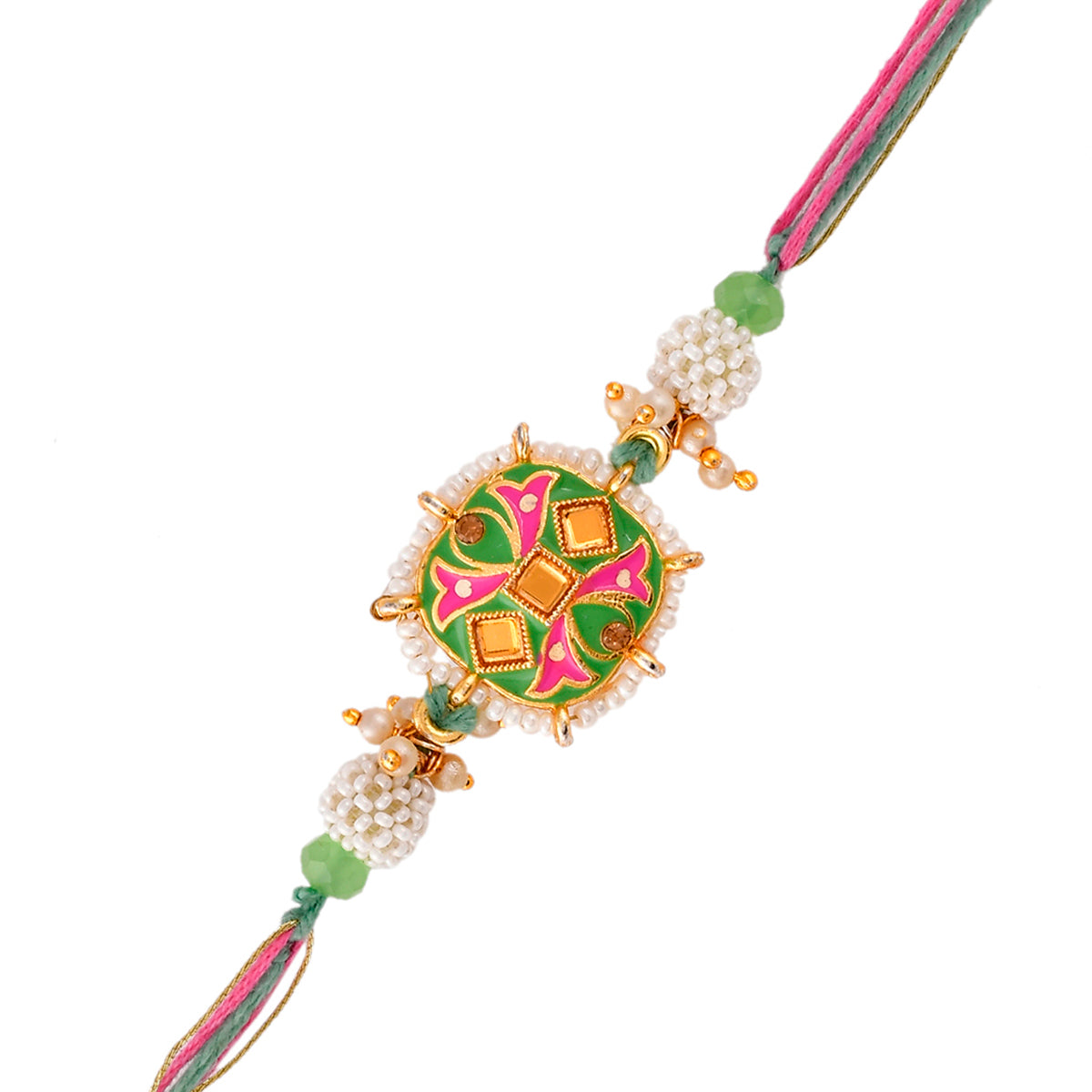 Enameled Pearl Beads Thread Rakhi - Voylla