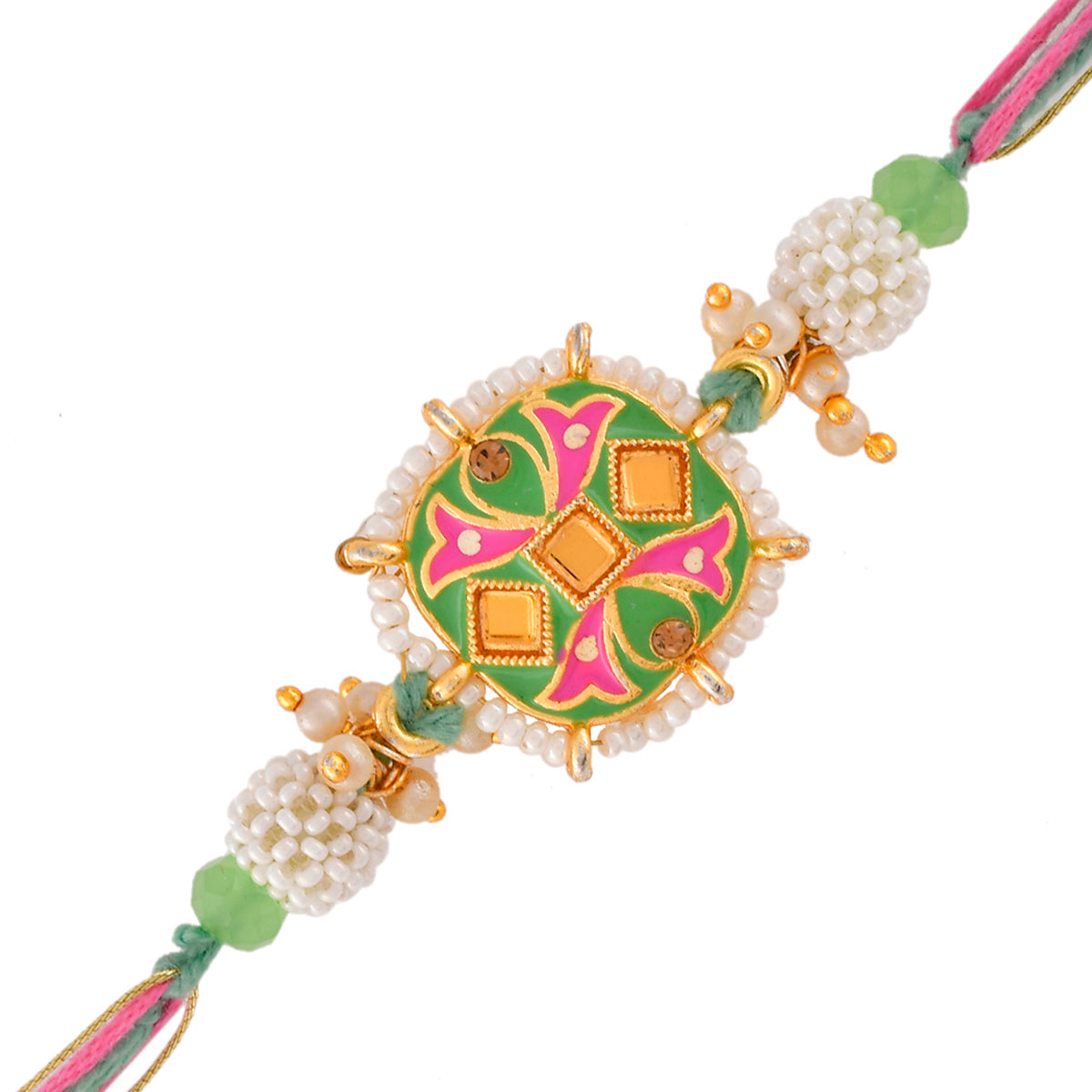 Enameled Pearl Beads Thread Rakhi - Voylla