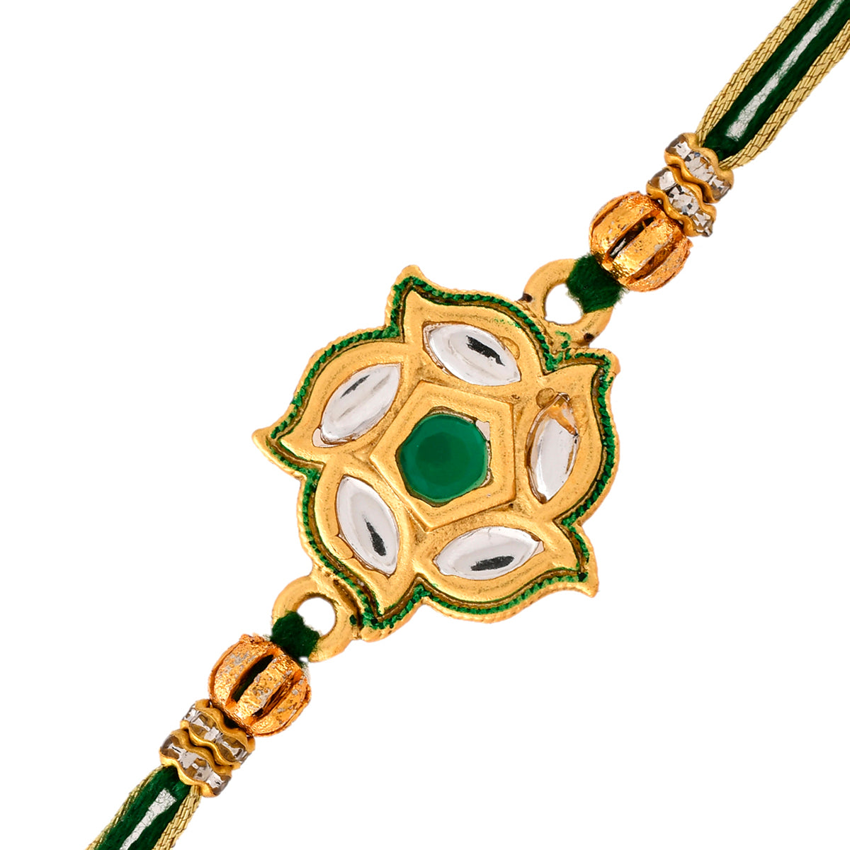 Green Gems Studded Ethnic Thread Rakhi - Voylla