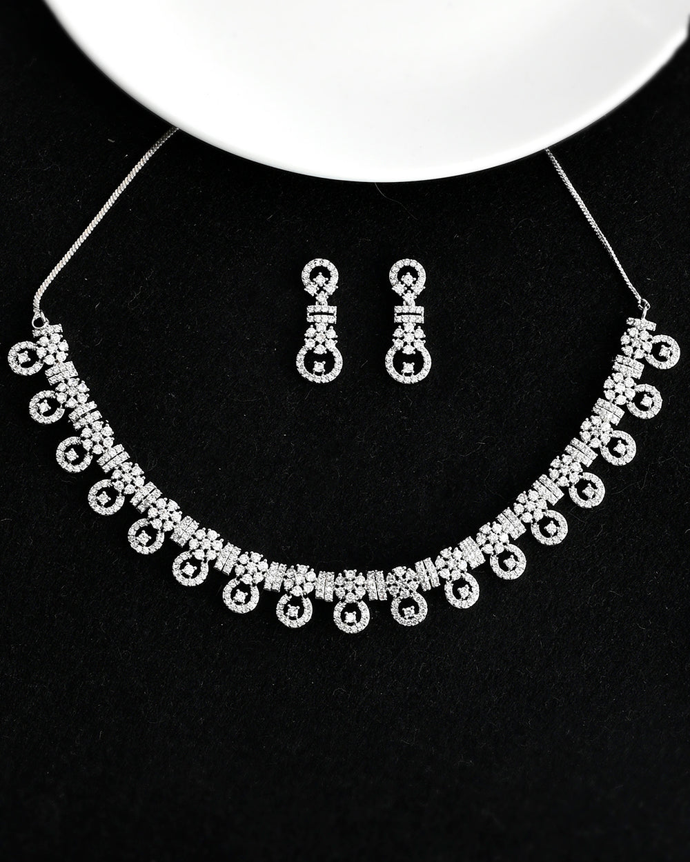 Women's Sparkling Elegance Minimalist Cz Jewellery Set - Voylla