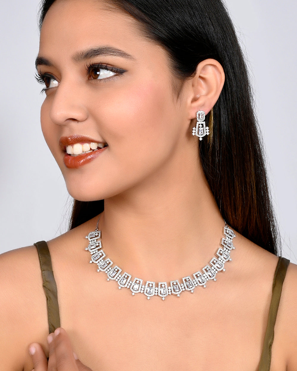 Women's Sparkling Elegance Cz Adorned Jewellery Set - Voylla