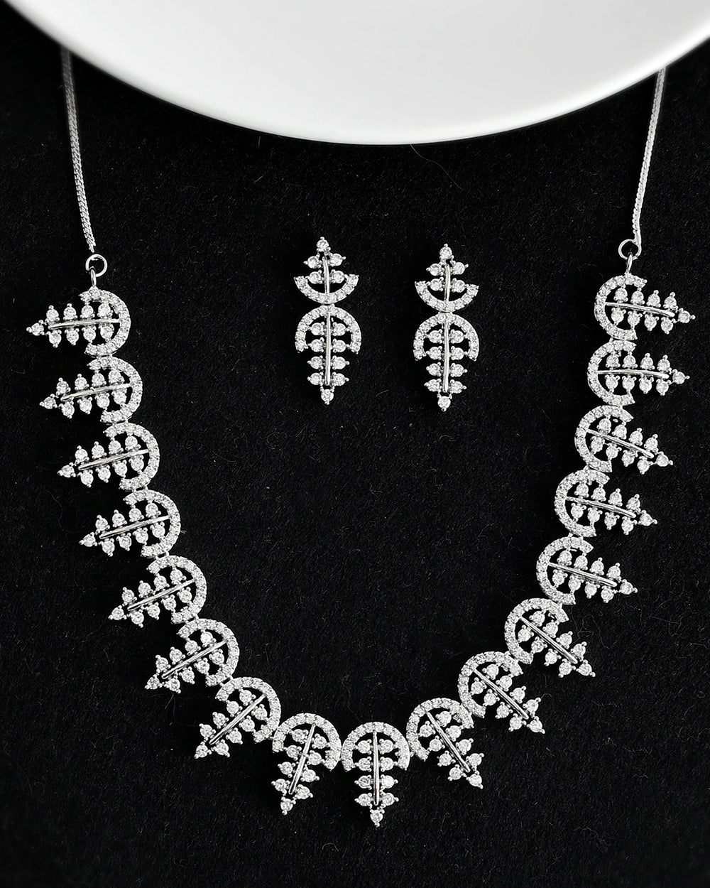 Women's Sparkling Elegance Silver Plated Cz Jewellery Set - Voylla