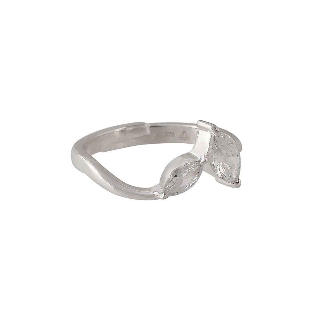 Women's Marquise Cut Zircon 925 Sterling Silver Adjustable Ring - Voylla