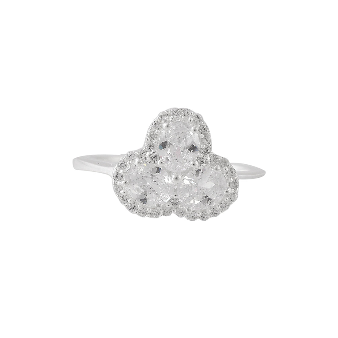 Women's Round Cut Zircons Sterling Silver Cluster Setting Ring - Voylla