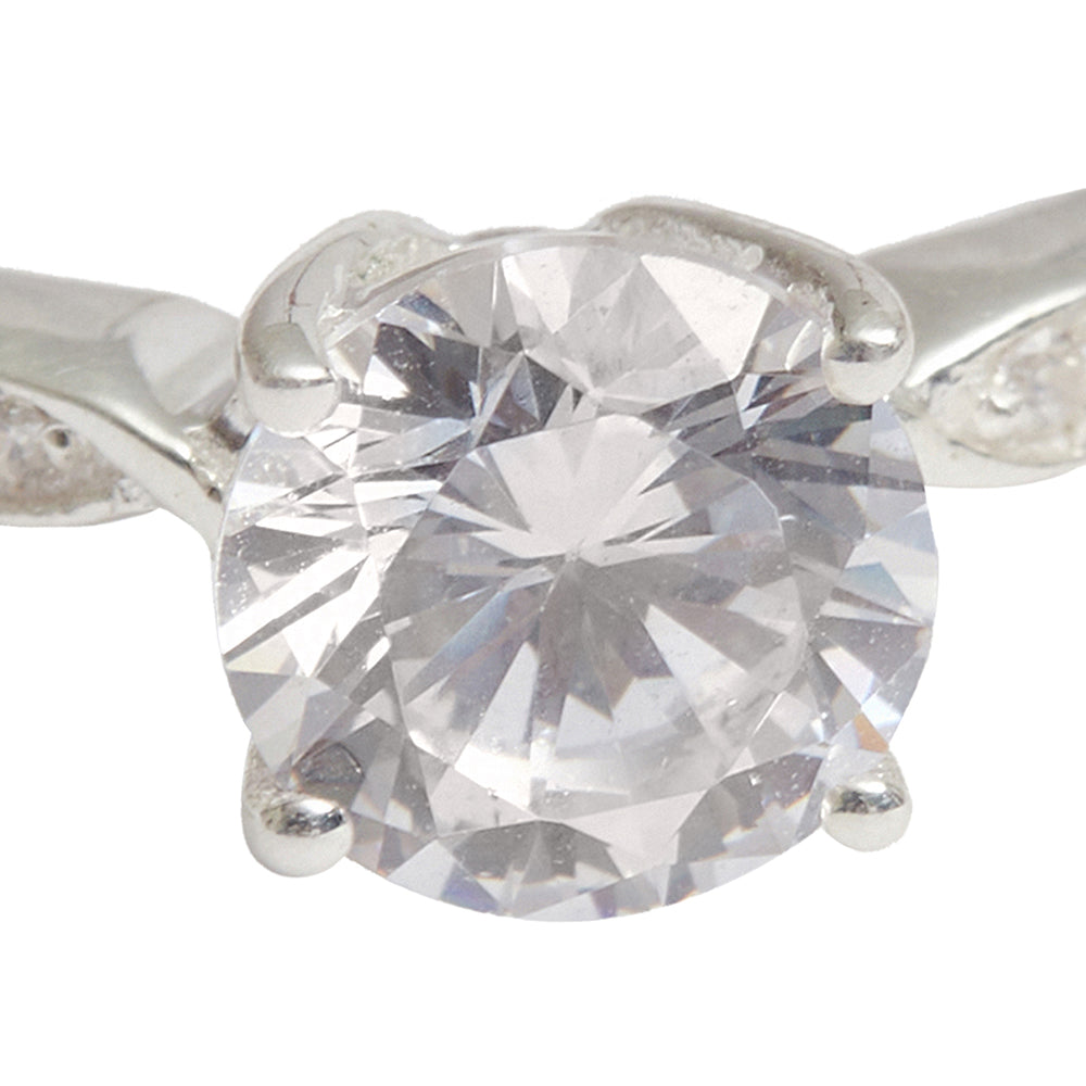 Women's 925 Sterling Silver Teardrop Zircon Adorned Adjustable Ring - Voylla