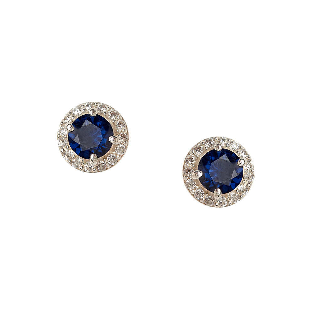 Women's Petite Blue Cz Stud 925 Sterling Silver Earring - Voylla
