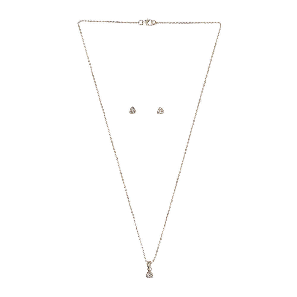 Women's Steller Triangular Cz 925 Sterling Pendant Set - Voylla