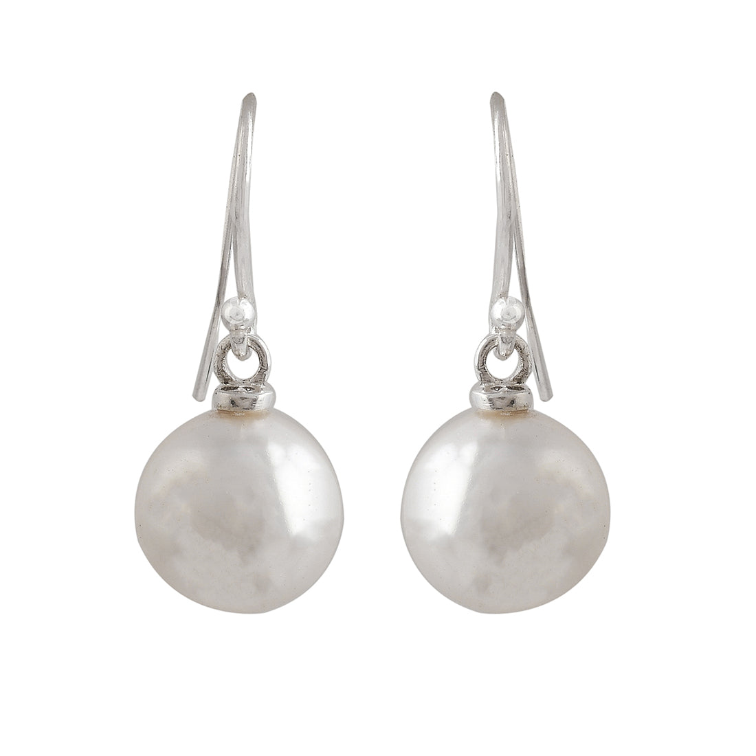 Women's Round White Pearls Silver Plated Sterling Silver Earrings - Voylla