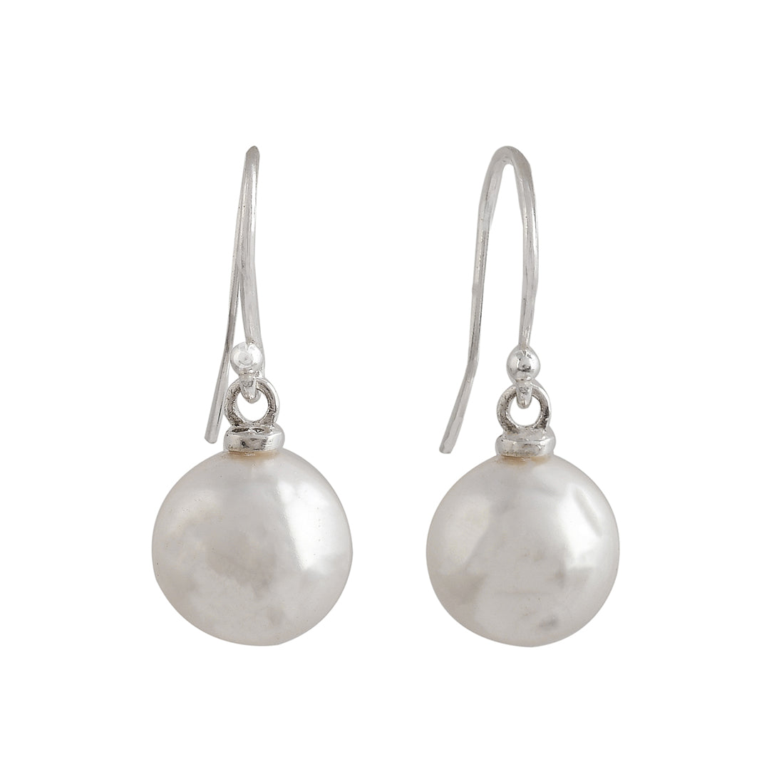 Women's Round White Pearls Silver Plated Sterling Silver Earrings - Voylla
