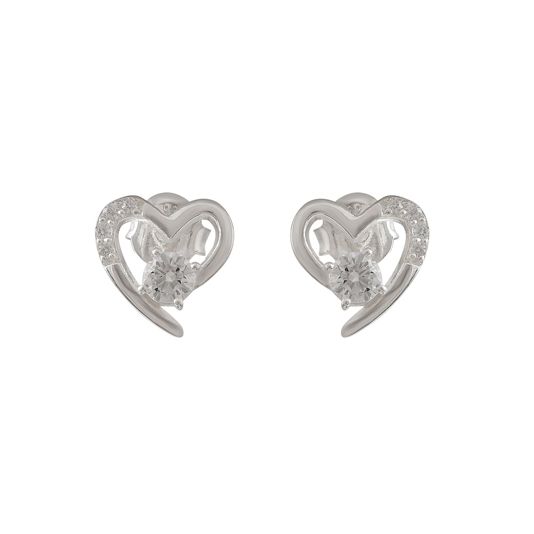 Women's Adorable 925 Sterling Silver Heart-Shape Earrings - Voylla