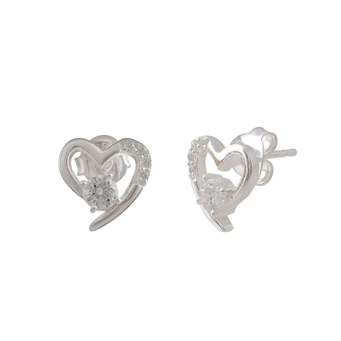 Women's Adorable 925 Sterling Silver Heart-Shape Earrings - Voylla