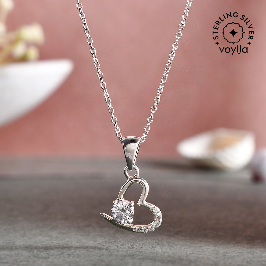 Women's Adorable 925 Sterling Silver Heart-Shape Pendant - Voylla