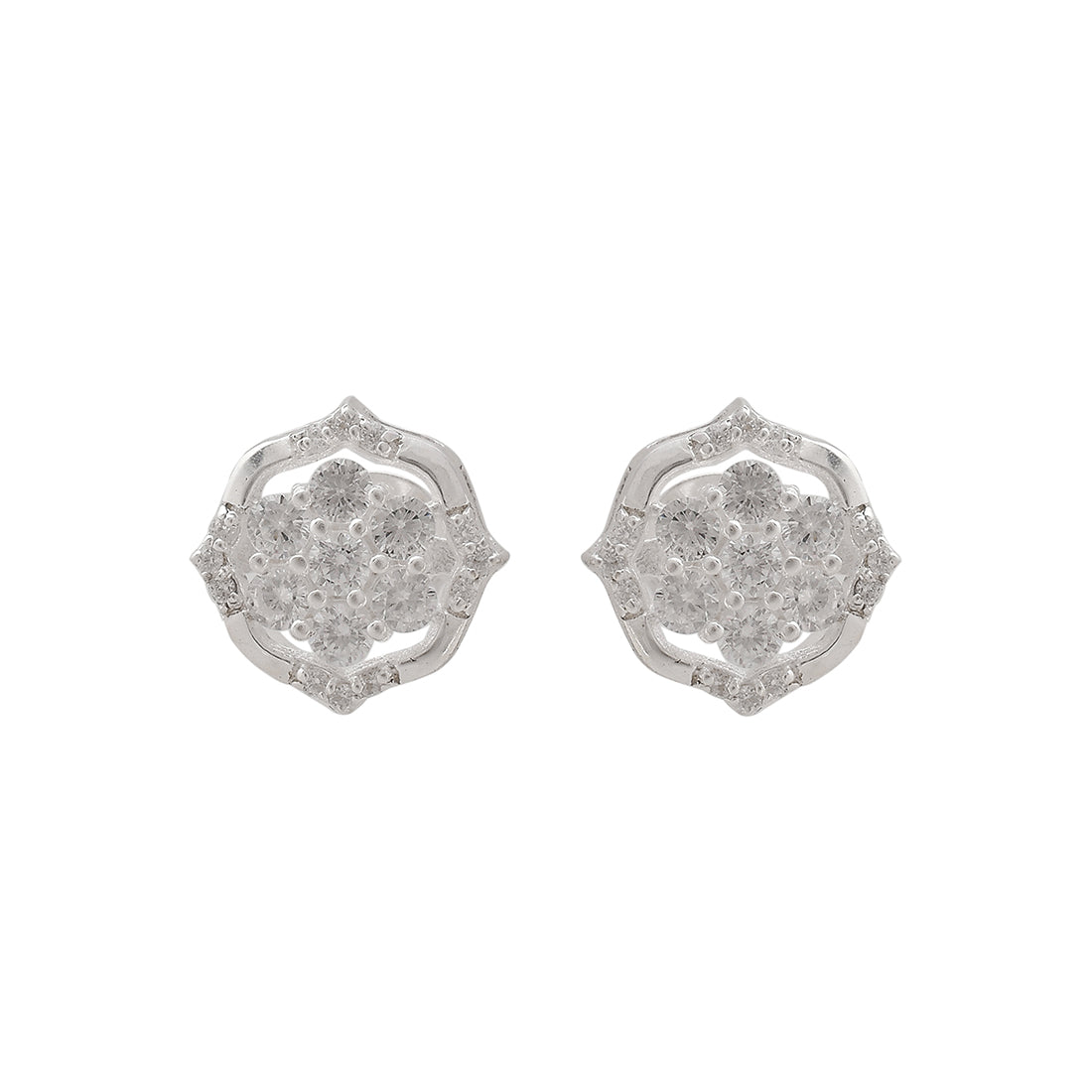 Women's 925 Sterling Silver Shiny Cubic Zironia Earrings - Voylla