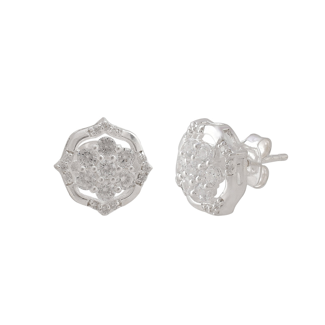Women's 925 Sterling Silver Shiny Cubic Zironia Earrings - Voylla