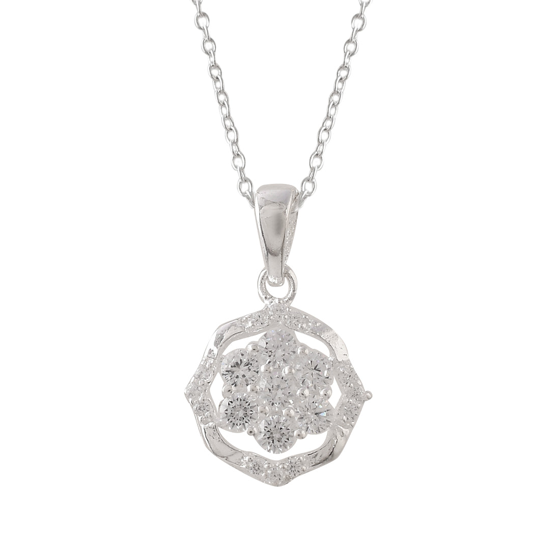 Women's 925 Sterling Silver Pendant With Shiny Cubic Zironia - Voylla