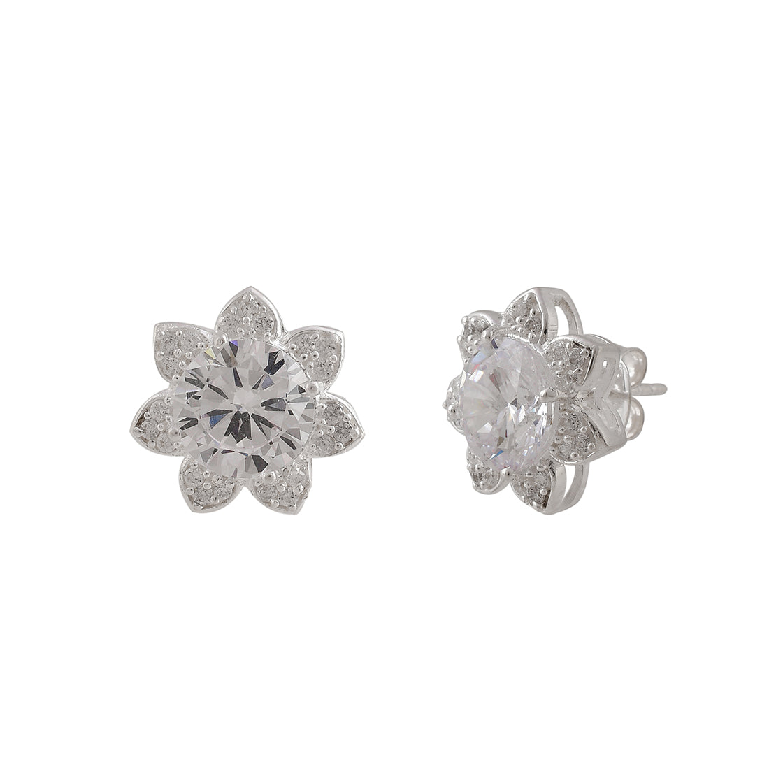 Women's Floral Style 925 Sterling Silver Earrings - Voylla
