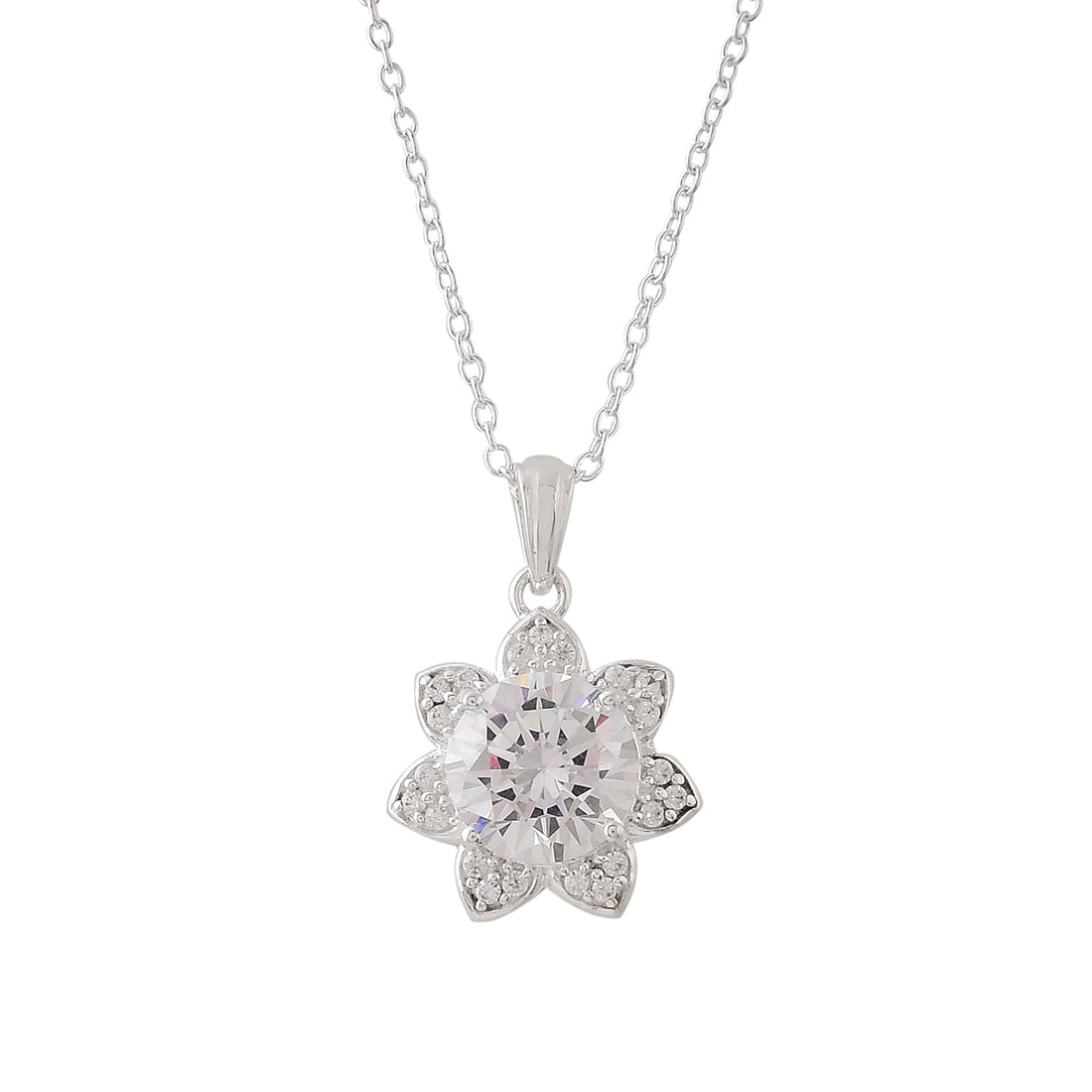 Women's Floral Style 925 Sterling Silver Pendant - Voylla