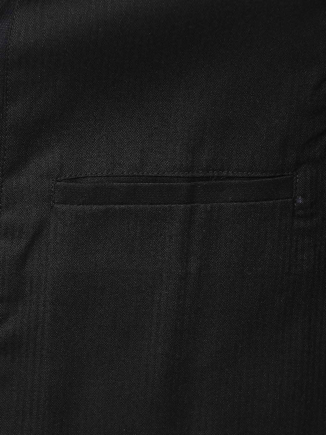 Men's Black Linen Blend Nehru Jacket  - Even Apparels