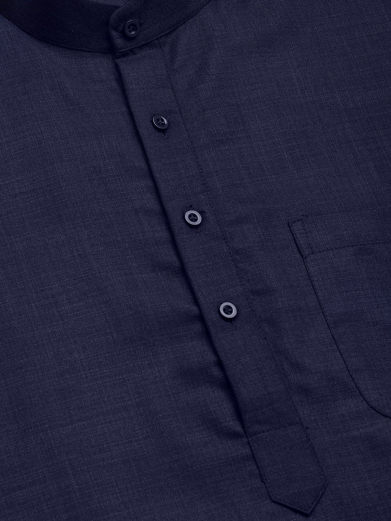 Men's Navy Cotton Solid Kurta Only ( KO 611 Navy )