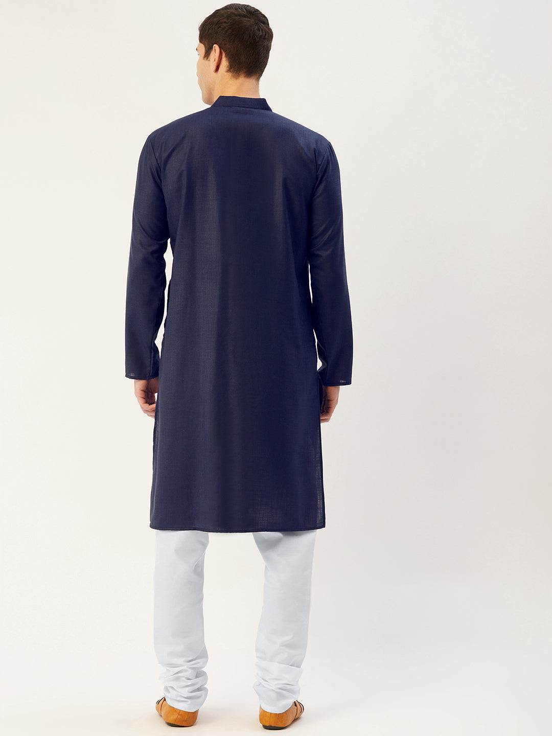 Men's Navy Cotton Solid Kurta Payjama Sets ( JOKP 611 Navy ) - Virat Fashions
