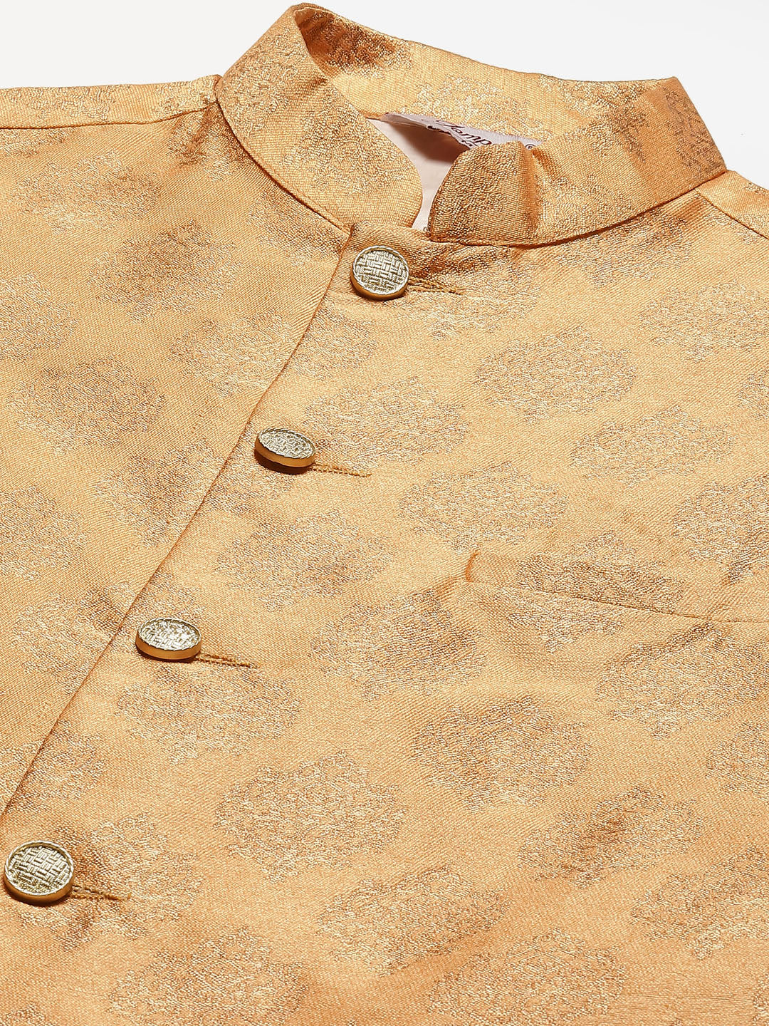 Men's Peach Printed Nehru Jacket ( JOWC 4032Peach )