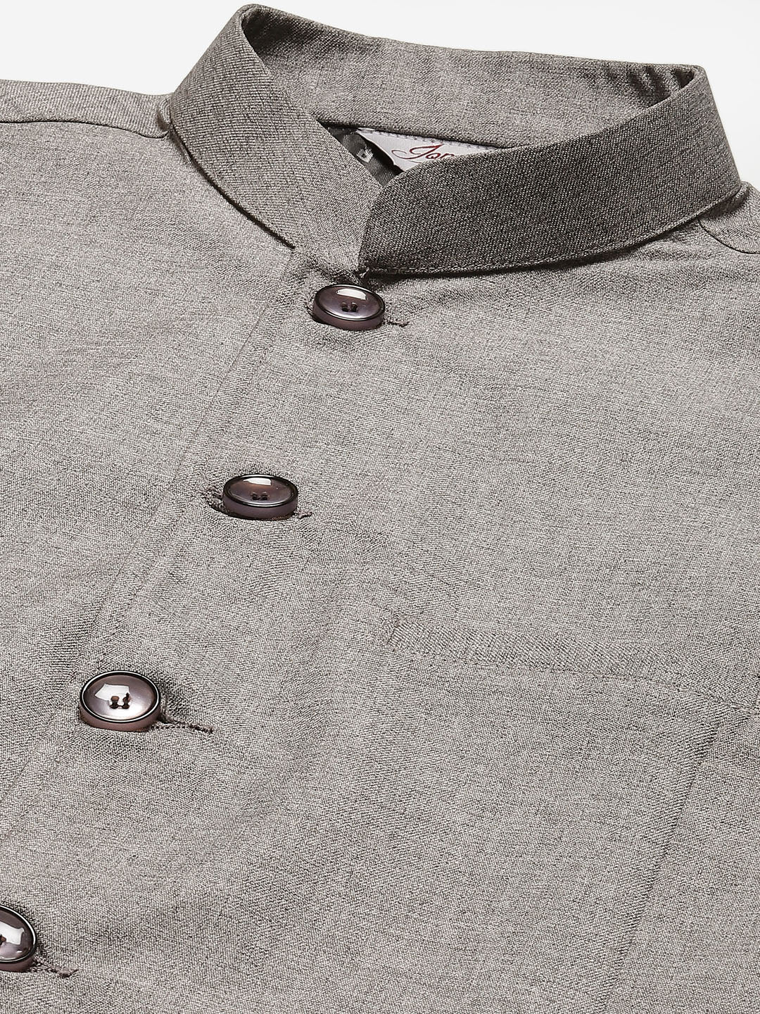 Men's Grey Solid Nehru Jacket ( JOWC 4033Grey ) - Virat Fashions