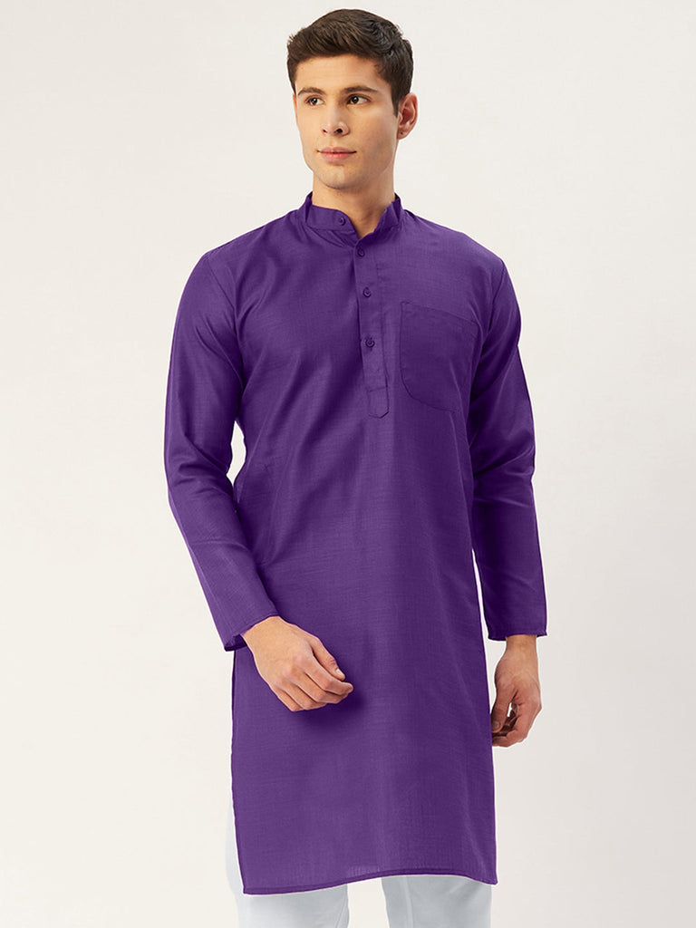 Men's Purple Cotton Solid Kurta Only ( KO 611 Purple )