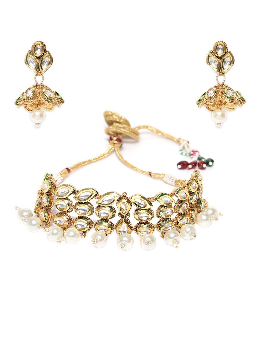 Women's White Pearls Kundan Gold Plated Choker - Priyaasi