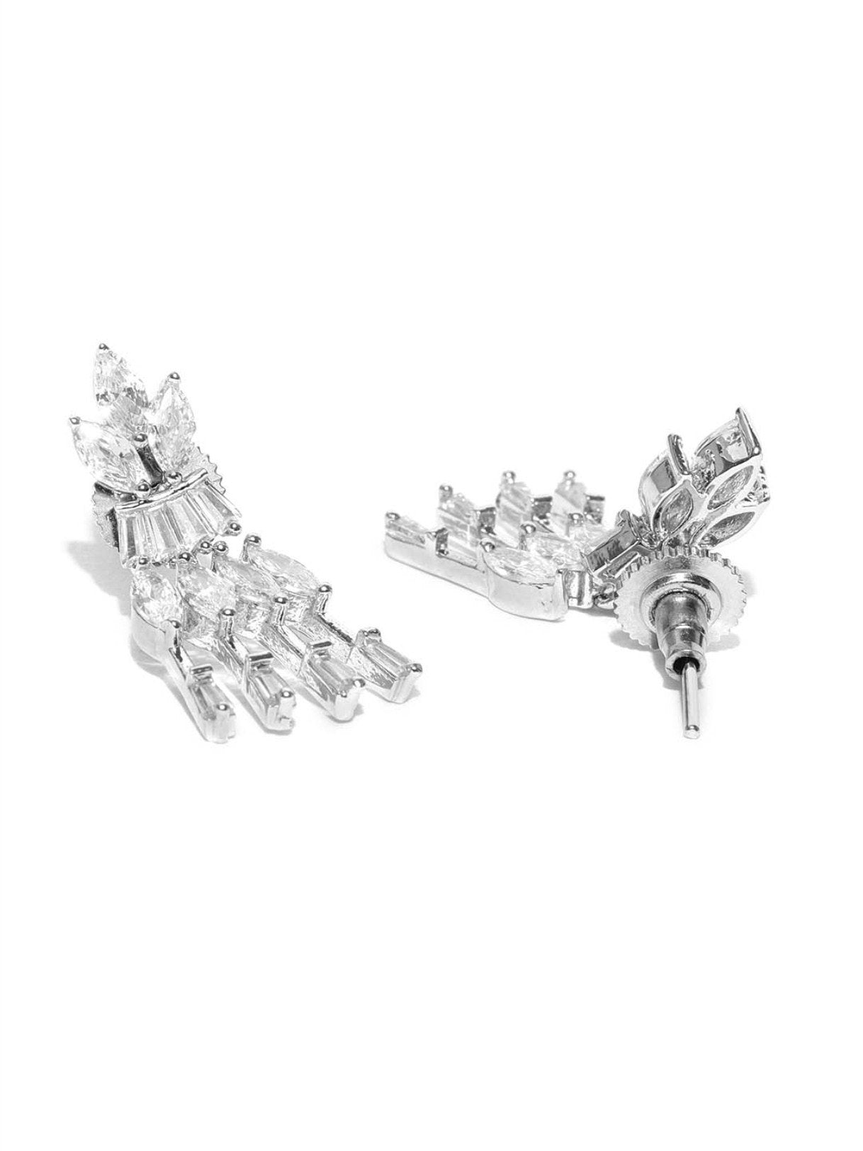 Women's  American Diamond Silver Plated Jewellery Set - Priyaasi