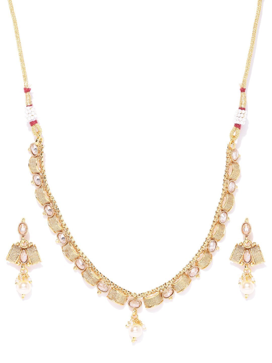 Women's Kundan Pearls Beads Gold Plated Jewellery Set - Priyaasi