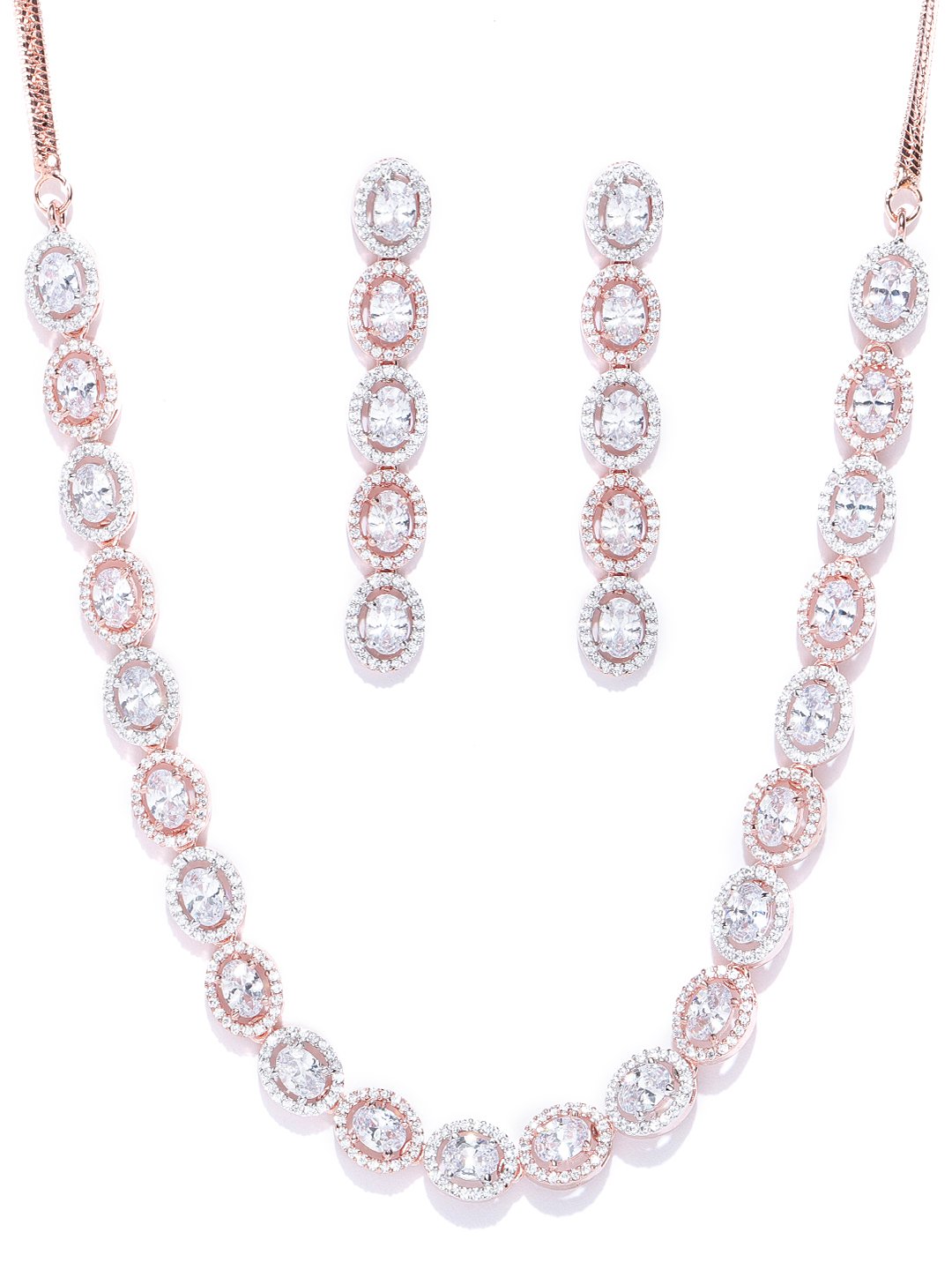 Women's  American Diamond Rose Gold Plated Jewellery Set - Priyaasi