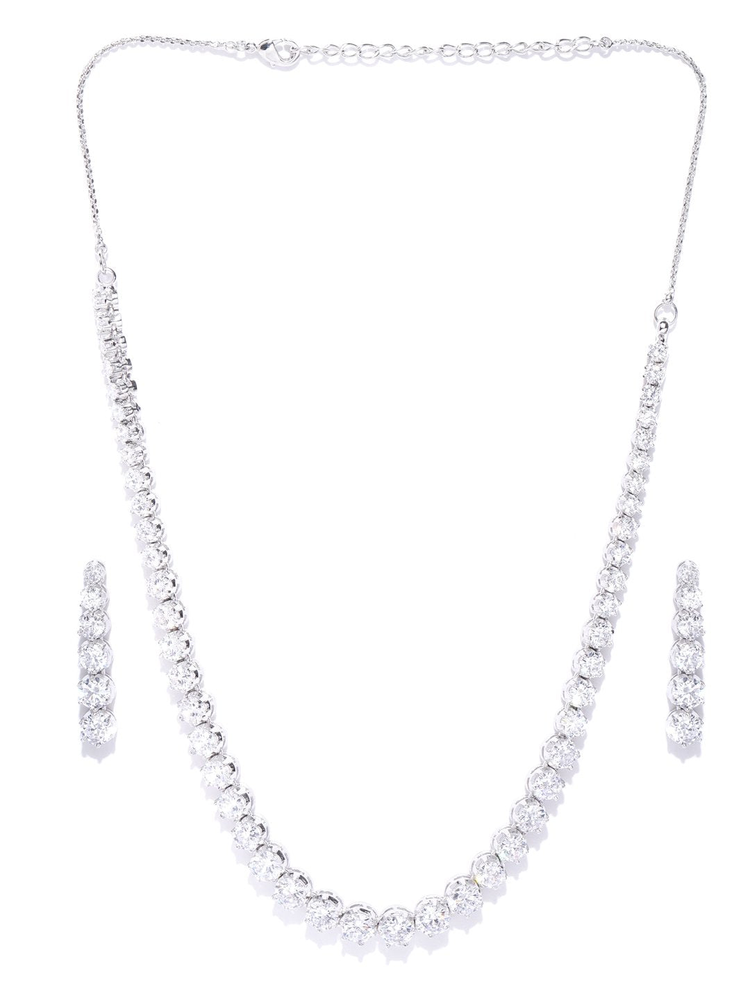 Women's  Moon Shine-American Diamond Silver Plated Jewellery Set - Priyaasi